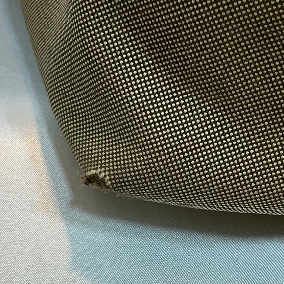 Prada, beige canvas Monogram tote with pink leather bow and trim.  173-H4g - Picture 6 of 15